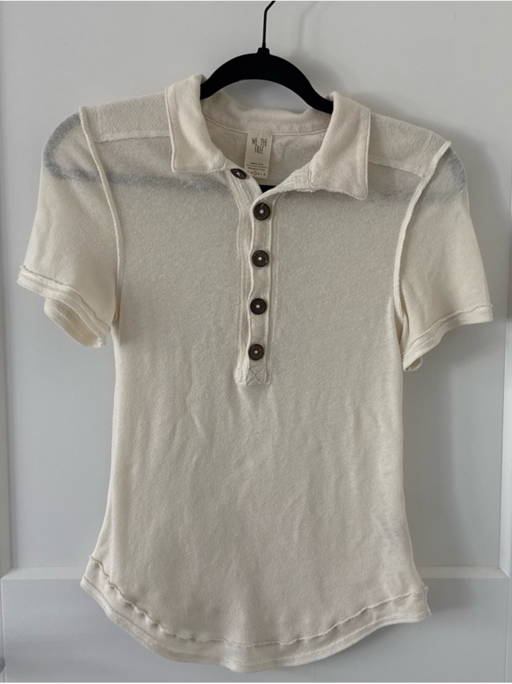 We The Free Cream Short-Sleeve Polo Henley